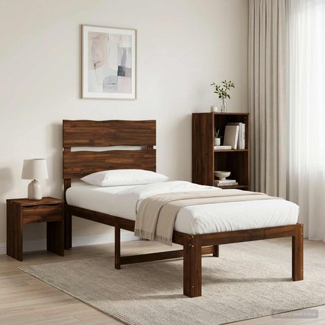 vidaXL Single Bed Frame with Headboard ROSTOCK Dark Brown 100 x 200 cm (1/5)