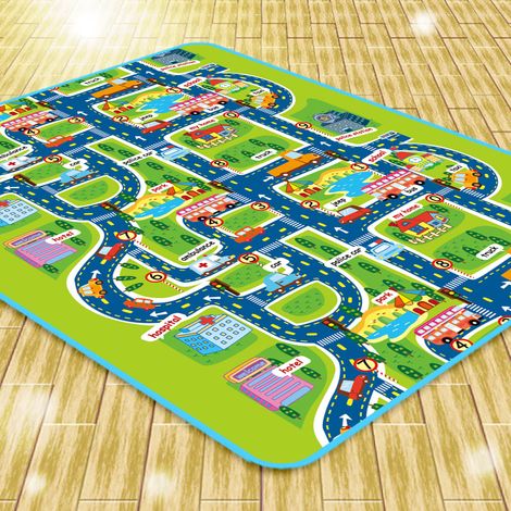 Alfombrilla para niños con mapa de la ciudad del coche, alfombrilla para gatear para niños, ideal para jugar con coches y juguetes (1/5)