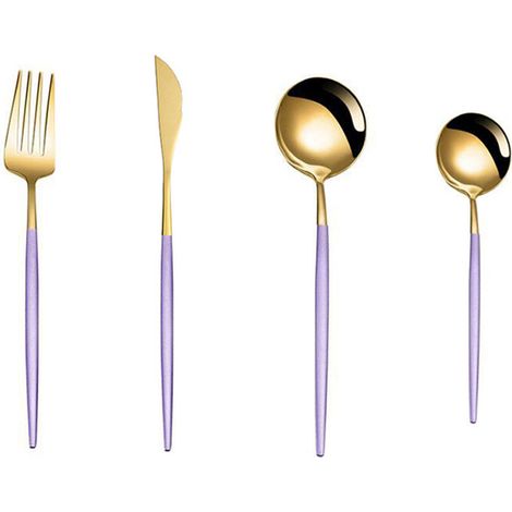 Ensemble Couverts Inox - 4 Pièces Réutilisables Lavables - Pour Camping Voyage Bureau École (1/5)