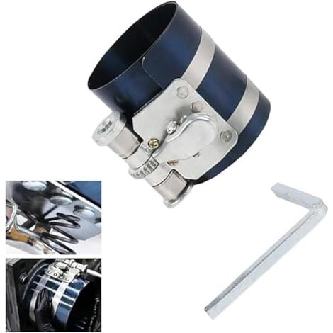 Pack-1 Outil d'installation d'anneau de piston de voiture de 7,6 cm, cliquet réglable de 5,3 à 17,5 cm, dispositif de verrouillage automatique, compresseur d'anneau de piston à barre parallèle (1/5)