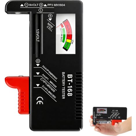 Testeur De Piles Universel - 1 Unité - Plastique ABS - Affichage Numérique LCD - Pour Piles AA AAA C D 9V Et Bouton - Compact Et Portable (1/5)