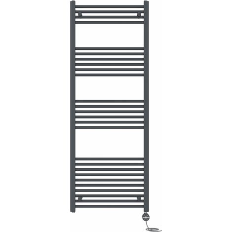 NRG Prefilled Thermostatic Electric Straight Heated Towel Rail Radiator 1600 X 600mm Anthracite