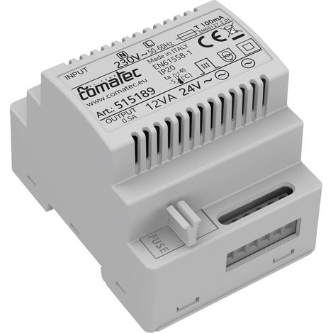 Comatec TBD201224F4 Alimentatore per guida DIN 24 V/AC 0.5 A 12 VA Contenuto 1 pz.