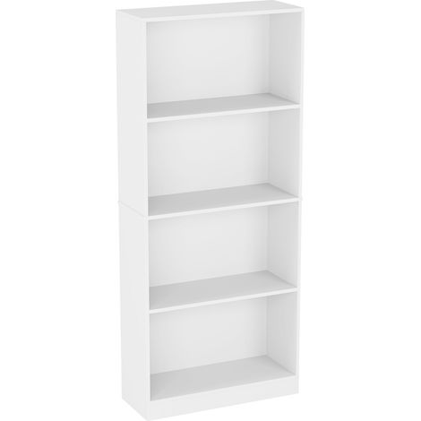 Cambridge 4 Tier Large Bookcase Shelving Storage Unit, White