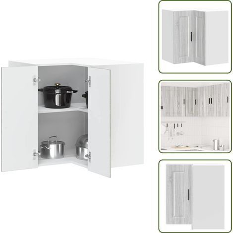 Wandmontage - vidaXL Küchen-Eckhängeschrank Porto Grau Sonoma Holzwerkstoff - Holzwerkstoff (1/5)