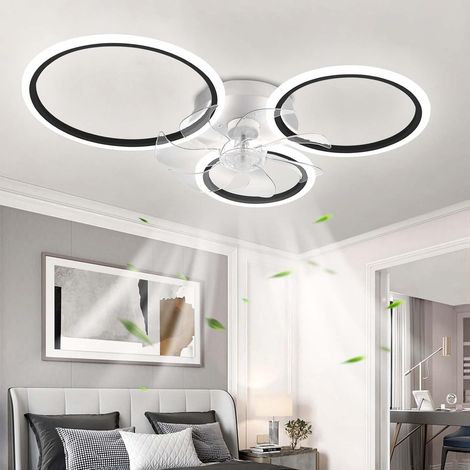 Moderne Ventilateur de Plafond avec éclairage avec télécommande, LED 72W Dimmable Plafonnier du Ventilateur Lampe pour Salon Chambre à Coucher Cuisine, 6 Vitesses, Noir 78cm (1/5)