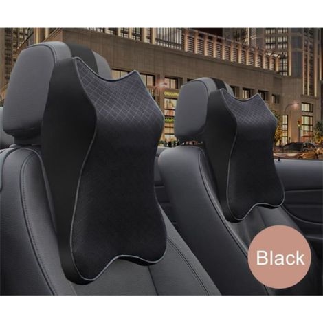 Coussin appui-tête voiture ergonomique 36×30 cm - Mousse à mémoire, housse amovible noir (1/3)