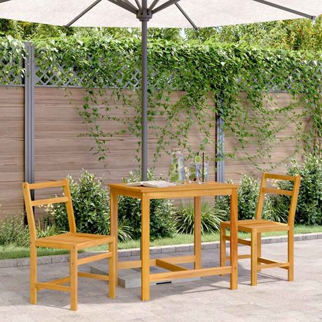 Ensemble balcon 3 pièces en bois d’acacia massif huilé, table et 2 chaises, 80 x 55 cm - PANGIVO (1/5)