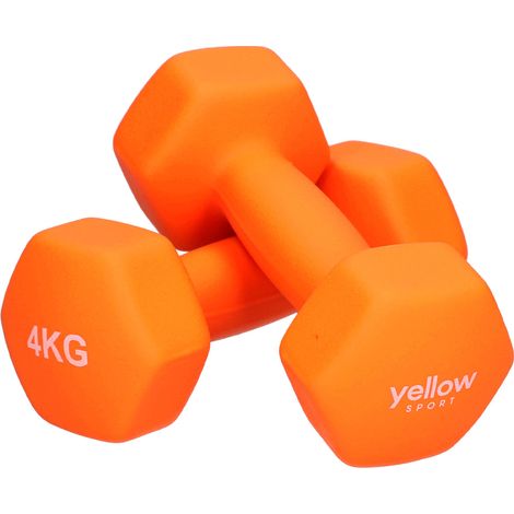 Set di due manubri DUMBBELL gialli - arancioni, 4 kg (1/5)