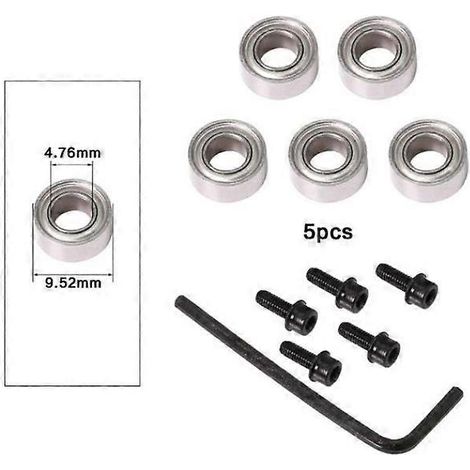 Jeu de roulements pour fraise (1 pièce) : roulements robustes en acier à finition plate, diamètre intérieur 4,76 mm, diamètre extérieur 9,52 mm/12,7 mm, pour tête de fraisage et mandrin.