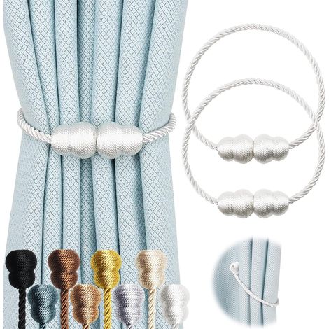 Magnetische Gardinenhalter, elegante Outdoor-Gardinenhalter, weiß, 2er-Set