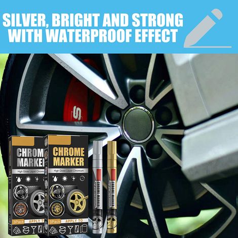 Lot de 3 marqueurs pour effacer les rayures de peinture automobile chromée liquide haute brillance (1/5)