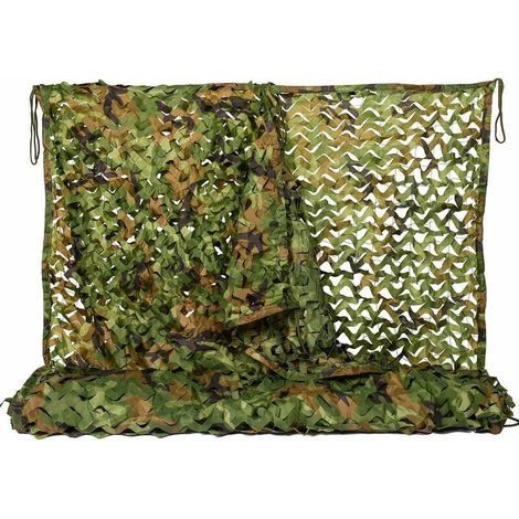 Filet de camouflage vert 4x5 m – Voile d'ombrage léger en polyester – Protection solaire pour terrasses et événements extérieurs (1/5)