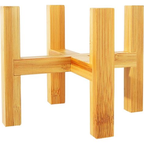 Support Pour Pot De Fleurs - Bois Massif - 4 Pieds - Pour Intérieur Jardin Et Terrasse - Hauteur 9 À 16 Cm - 1 Pièce (1/5)