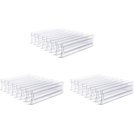 Juego de 24 separadores de cajones, ajustables desde 8,1 cm de altura, extensibles de 28 a 52,5 cm, organizador de cajones de cocina, plástico. (1/4)