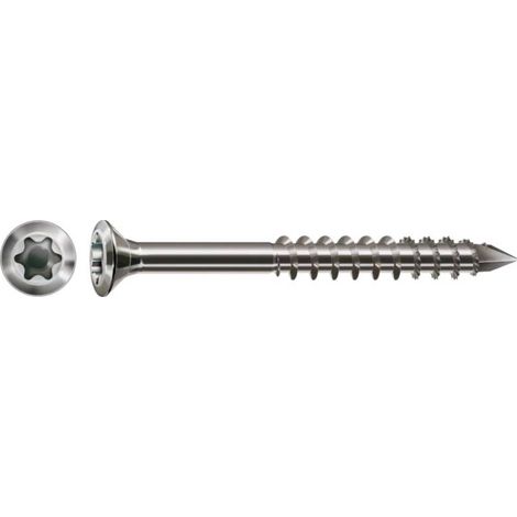 100 Vis Bois pour Bardage Tête Fraisée Bombée Réduite Torx TSTAR + pointe 4CUT F/Partiel 4 x 60 mm - Inox A2 - D-Work