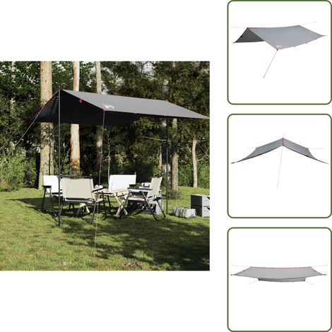 The Living Store Tarp Grau und Orange 300x294 cm Wasserdicht - Outdoorzelt - Regenschutz - Wanderzubehör - Campingausrüstung - Wasserdichte Plane (1/5)