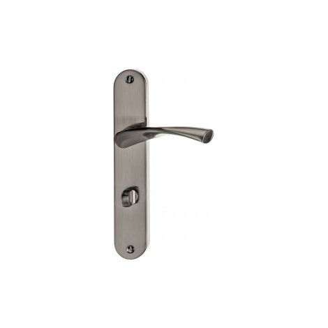 Quincadeco – Poignée de porte Coralie condamnation nickel mat – Plaques rondes avec entraxe 195mm – Bouton réversible – Pour portes 38 à 46mm
