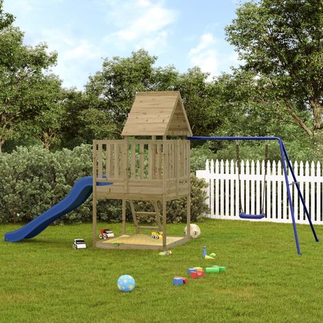Aire de Jeux d'extérieur, Maison enfant exterieur, Maisonnette de jeu bois de pin imprégné LKOWF64053 (1/5)