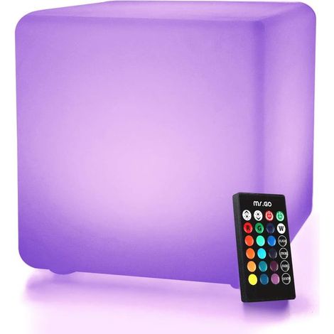 10" LED Cube Lumineux Lampe d'ambiance avec Télécommande, Couleur Changeante Cube Lampe de Nuit, 16 RGB Couleurs, Dimmable Luminosité, Batterie Rechargeable, Imperméable pour Intérieur Extérieur (1/5)