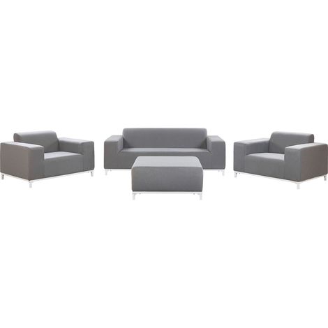 Set divano da giardino 5 posti in tessuto grigio gambe in alluminio bianco Rovigo