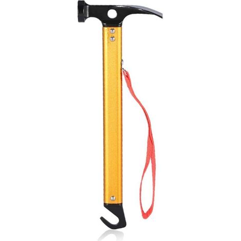 Marteau De Tente - 1 Pièce - Acier Et Aluminium - Extraction Piquets - Camping Plein Air - 30,5cm Doré (1/5)