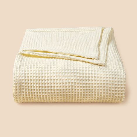 Couverture En Coton Waffle - 110 x 70 cm - Pour Canapé Lit Bureau Pause Déjeuner - 1 Pièce (1/5)