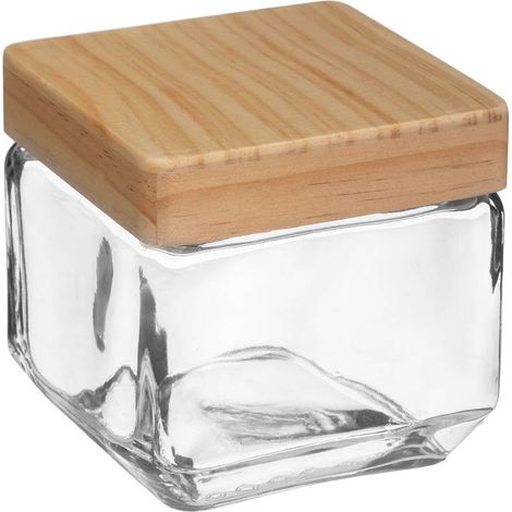 Vaso quadrato in vetro con coperchio in pino pin 0,85l - 5five (1/3)