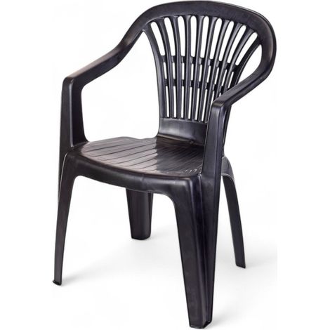 Sedia poltrona da giardino impilabile 56x54x80h cm antracite con schienale resistente (1/2)