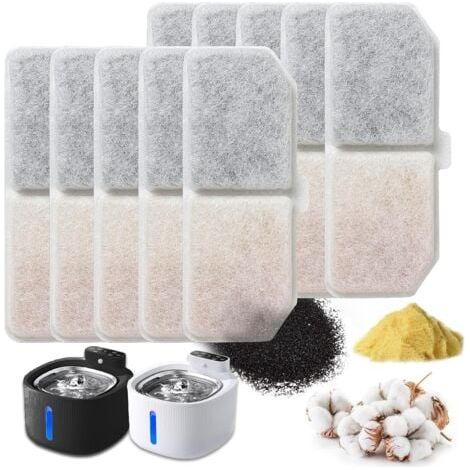 12 Pcs Filtre Fontaine Eau Chat pour Fontaine à Eau, Remplacement Filtre de Chien, Filtre Fontaine à Eau Pour Chat, Fontaine à Fleur Filtres pour Chat Avec Charbon Actif、 (1/5)