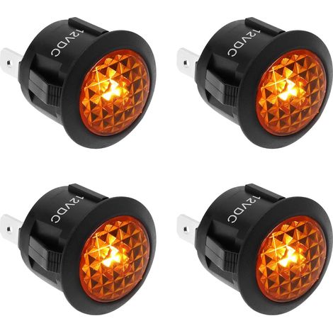 4pcs Jaune LED Voyant d'avertissement DC 12V 2 Broches Montage sur Panneau Voyant Lumineux pour Voiture Bateau Moteur Électrique Appareils Électroménagers 20mm Trou de Montage (1/5)