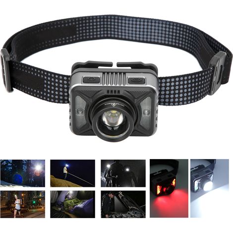 XHP50 Lampe frontale à induction avec zoom et batterie intégrée Chargement USB,DUBUNS (1/5)