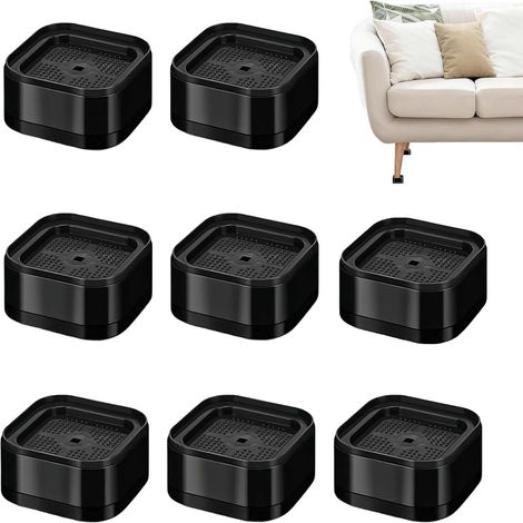 8 Pièces Rehausseur Pieds de Lit Empilable, Rehausseur Meuble 3.5cm, Rehausseurs de Meubles Antidérapant, Diamètre Intérieur 5 cm, pour Chaises, Canapés, Machines à Laver(Noir) (1/5)