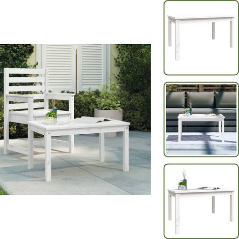 - vidaXL Tavolo da Giardino Bianco 82,5x50,5x45 cm Legno Massello Pino -
