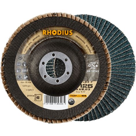 RHODIUS LSZ F, 10 Stück, 150 mm, Korn 60, Fächerschleifscheibe (1/3)