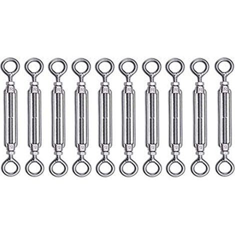 10 pièces M4 Tendeur Cable Tendeur Acier Inoxydable Réglable tendeurs à Lanterne Tendeur de Fil pour Corde Cable Fil à Linge Jardin Grillage