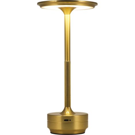 Wiederaufladbare, kabellose Tischleuchte mit einstellbarer Helligkeit – Moderne Touch-Bedienung – Nachtlicht – Spritzwassergeschützt – 27 cm – Gold