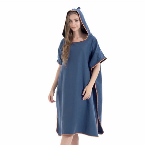 Cape de bain cape absorbante à séchage rapide en polaire double face en microfibre cape de peignoir à langer-bleu marine, 90110cm, 1pc (1/5)