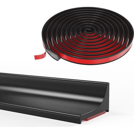 1 Seuil de douche, Silicone, Anti-débordement, Étanche, Noir, 155CM, Pour salle de bain et cuisine