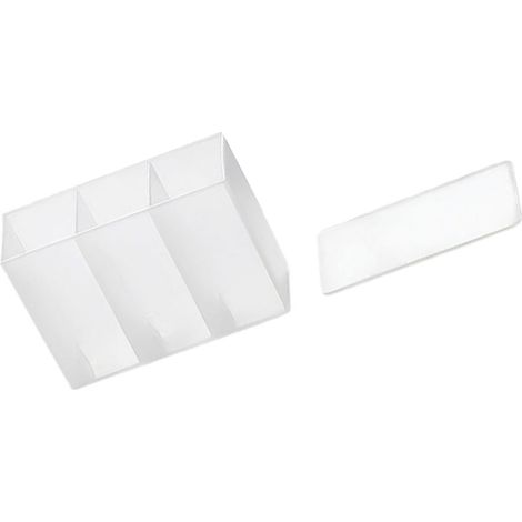 Dicker, transparenter, wandmontierter Stiftehalter mit 3 Fächern, Organizer für Eyeliner-Stifte, aus hochwertigem Kunststoff, Abmessungen 5,5 x 9 x 3 cm, mit Haken und Klebestreifen. (1/5)