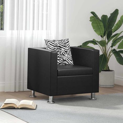 vidaXL Fauteuil noir similicuir (1/5)