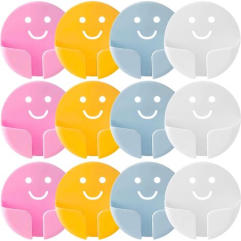 Support de Prise Mural en Plastique Blanc Auto-adhésif sans Perforation, Pack de 12 Pièces pour Fixation et Rangement de Prises Multiples Électriques (1/5)