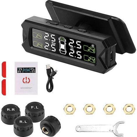 Système de surveillance de la pression des pneus solaire, système de surveillance de la pression des pneus de voiture, capteur, testeur de pneus, diagnostic (1/5)