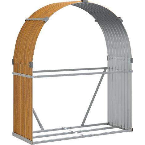Maison Exclusive - Leñero de acero galvanizado acabado de madera