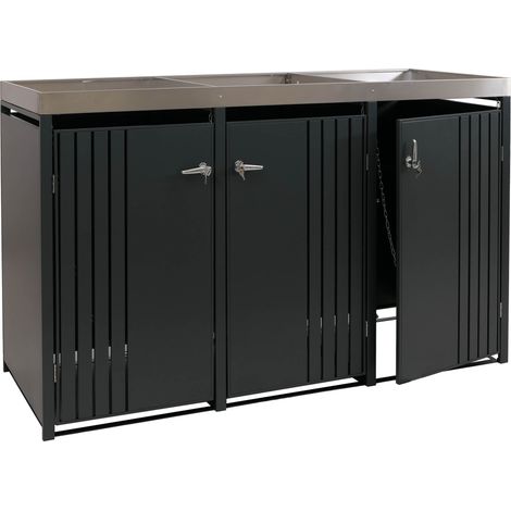 [NON UTILIZZATO] Copribidone triplo HHG-375, copricassonetto con fioriera, metallo 125x196x84cm 75kg, antracite