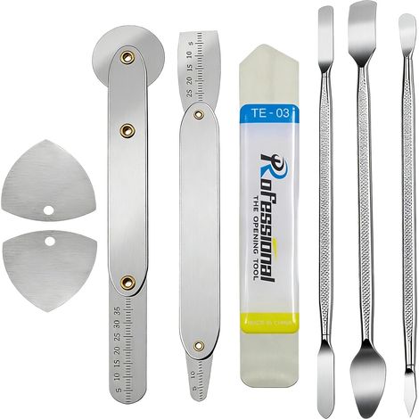 8PCS Kit de réparation pour iPhone, iPad, Téléphone Portable, Ordinateur Portable, MacBook et Tablette, Kit d'outils de Levier et d'ouverture, Métal Ultra Fin (1/5)