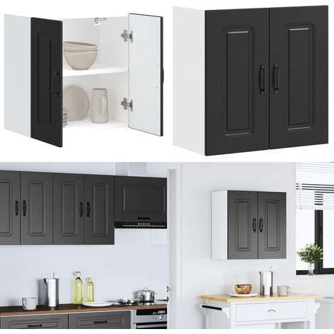 Armario de pared para cocina Kalmar madera de ingeniería negra - Armario de pared - Almacenamiento de cocina
