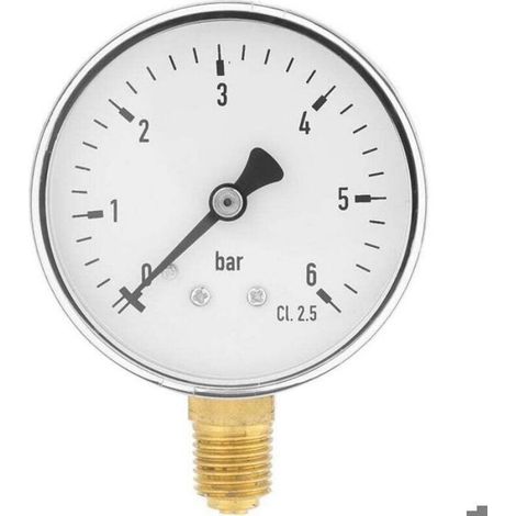 Manomètre - 0 À 6 Bar - Raccord 1/4 Pouces NPT - Montage Latéral - Pour Eau Et Air - Cadran 6 Cm (1/4)
