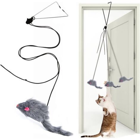 BUNTHAUS Jouets de plumes chat multi-interactifs, jouets amusants pour chats rétractables, jouets interactifs suspendus, adaptés au jeu de chat intérieur et aux exercices de chasse (1 pack) (1/5)