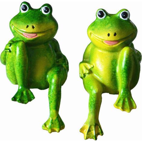 Lot de 2 statues de grenouille en résine, sculptures décoratives de jardin extéri, grenouille mouchetée, étanche, décoration de jardin pour la maison et le bureau